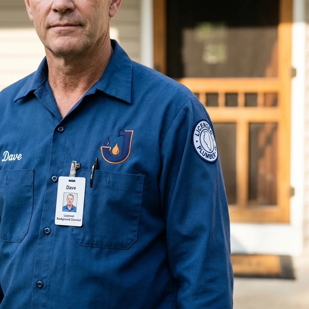 Licensed plumber showing ID badge in Jerome, ID