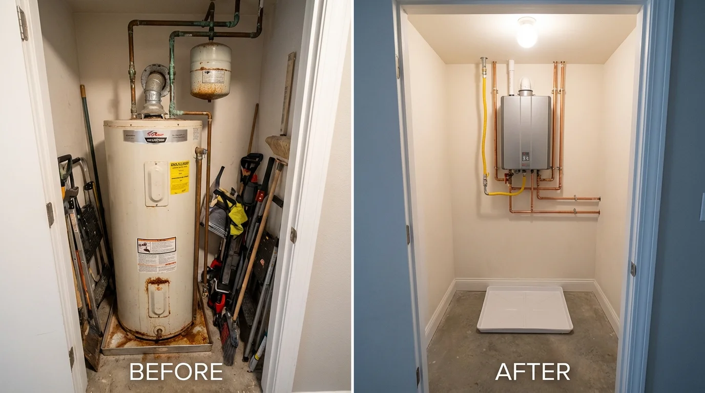 Tank water heater versus wall-mounted tankless unit comparison for Jerome, ID homeowners